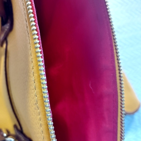 Dooney & Bourke Bristol Yellow Leather Handbag with Brown Accents With Wallet - Picture 7 of 16